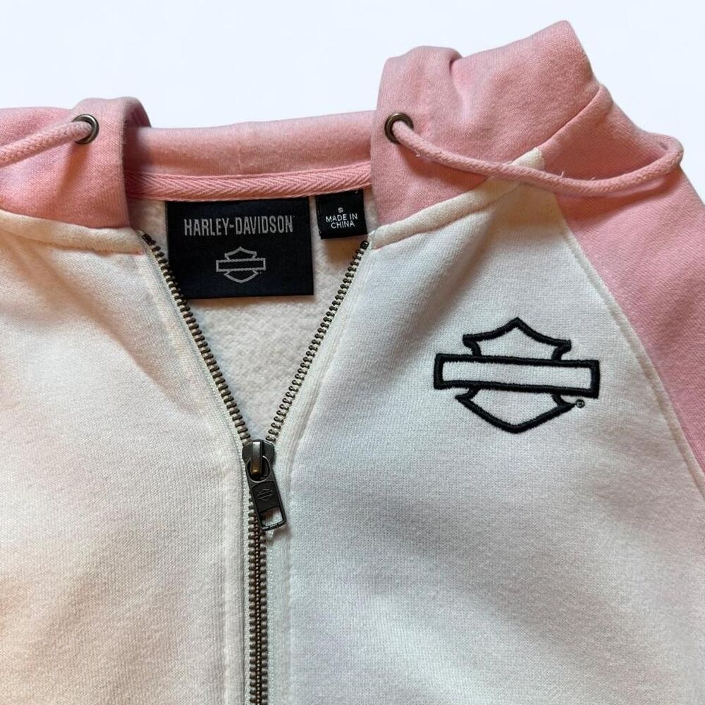Harley Davidson Women's Pink Zip Up Hoodie - Picture 3 of 7